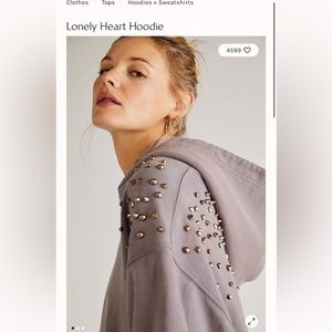 WE THE FREE (FREE PEOPLE) Lonely Hearts Studded Hoodie - WASHED BLACK